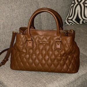 Vera Bradley Brown Quilted Leather Handbag